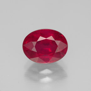 Rubí rojo natural de 1,86 ct, corte óvalo, SI