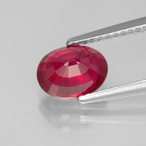 Rubí rojo natural de 1,86 ct, corte óvalo, SI