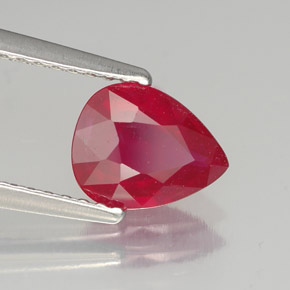 Rubí rojo natural de 1,44 ct, en forma de pera, SI