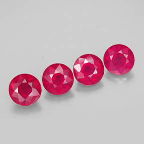 Gemas de rubí rojo natural de  ct, corte redondo, VS-SI