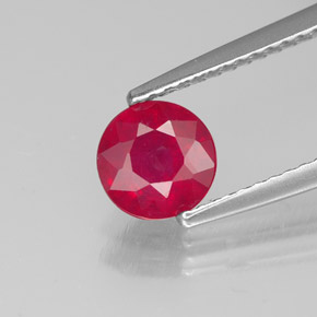 Rubí rojo natural de 1,09 ct, corte redondo, SI