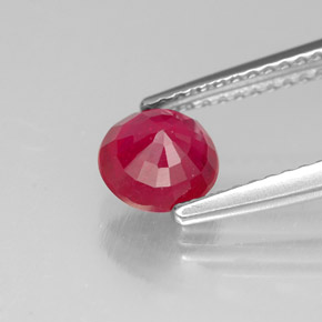 Rubí rojo natural de 1,09 ct, corte redondo, SI