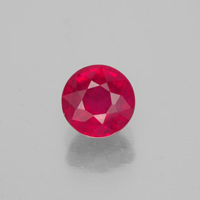 Rubí rojo natural de 1,26 ct, corte redondo, SI