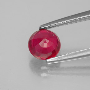 Rubí rojo natural de 1,26 ct, corte redondo, SI