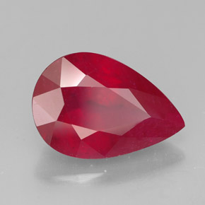 Rubí rojo natural de 3,68 ct, en forma de pera, SI