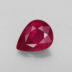 Rubí rojo natural de 1,78 ct, en forma de pera, SI