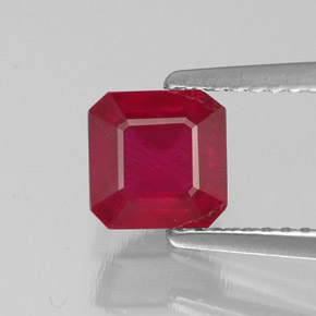 Rubí rojo natural de 1,64 ct, corte esmeralda, SI