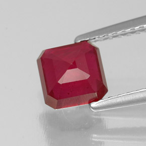 Rubí rojo natural de 1,64 ct, corte esmeralda, SI