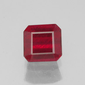 Rubí rojo natural de 1,68 ct, corte esmeralda, SI