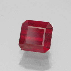 Rubí rojo natural de 1,68 ct, corte esmeralda, SI