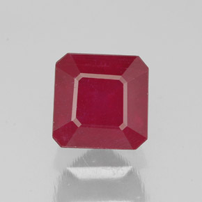 Rubí rojo natural de 1,90 ct, corte esmeralda, SI