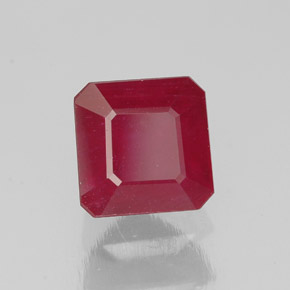 Rubí rojo natural de 1,90 ct, corte esmeralda, SI