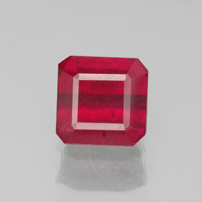 Rubí rojo natural de 1,60 ct, corte esmeralda, SI