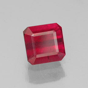 Rubí rojo natural de 1,60 ct, corte esmeralda, SI