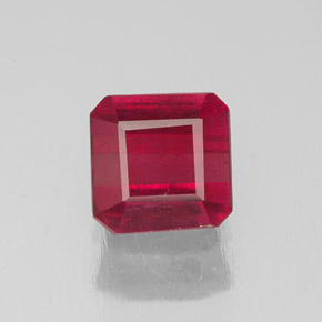 Rubí rojo natural de 1,44 ct, corte esmeralda, SI