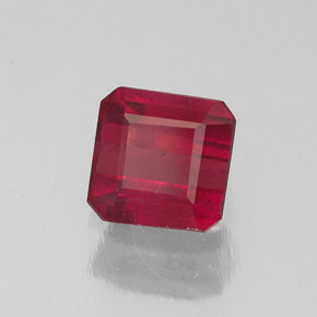 Rubí rojo natural de 1,44 ct, corte esmeralda, SI