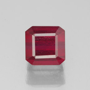 Rubí rojo natural de 1,74 ct, corte esmeralda, SI