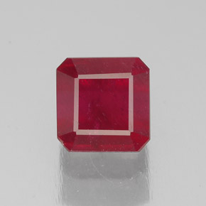 Rubí rojo natural de 2,10 ct, corte esmeralda, SI
