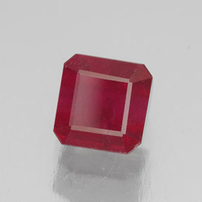 Rubí rojo natural de 2,10 ct, corte esmeralda, SI