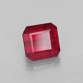 Rubí rojo natural de 1,79 ct, corte esmeralda, SI