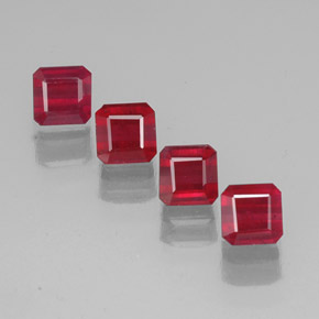 Gemas de rubí rojo natural de  ct, corte esmeralda, SI
