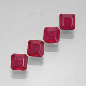 Gemas de rubí rojo natural de  ct, corte esmeralda, SI