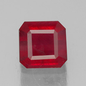 Rubí rojo natural de 1,47 ct, corte esmeralda, SI