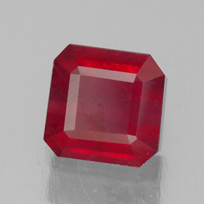 Rubí rojo natural de 1,47 ct, corte esmeralda, SI