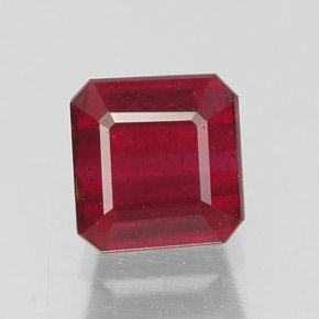 Rubí rojo natural de 1,87 ct, corte esmeralda, SI