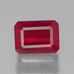 Rubí rojo natural de 1,57 ct, corte esmeralda, SI