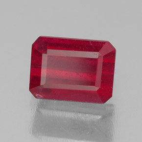 Rubí rojo natural de 1,57 ct, corte esmeralda, SI