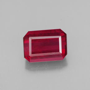 Rubí rojo natural de 1,48 ct, corte esmeralda, SI