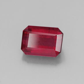 Rubí rojo natural de 1,48 ct, corte esmeralda, SI