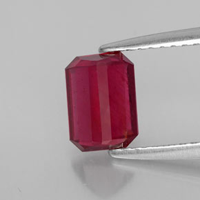 Rubí rojo natural de 1,48 ct, corte esmeralda, SI