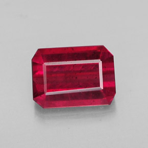 Rubí rojo natural de 1,30 ct, corte esmeralda, SI