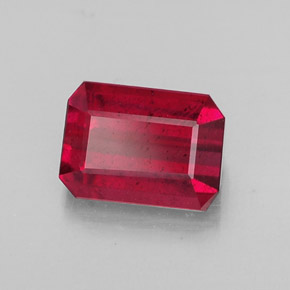 Rubí rojo natural de 1,30 ct, corte esmeralda, SI