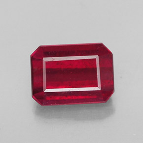 Rubí rojo natural de 1,53 ct, corte esmeralda, SI