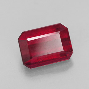 Rubí rojo natural de 1,53 ct, corte esmeralda, SI