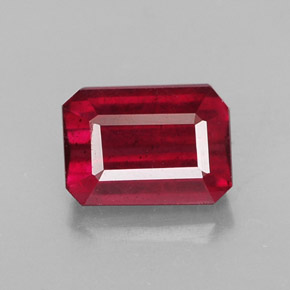 Rubí rojo natural de 1,60 ct, corte esmeralda, SI