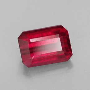 Rubí rojo natural de 1,60 ct, corte esmeralda, SI