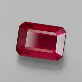 Rubí rojo natural de 1,70 ct, corte esmeralda, SI