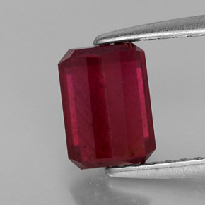 Rubí rojo natural de 1,70 ct, corte esmeralda, SI