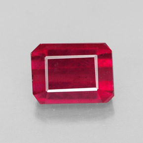 Rubí rojo natural de 1,73 ct, corte esmeralda, SI