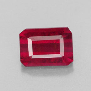 Rubí rojo natural de 1,59 ct, corte esmeralda, SI