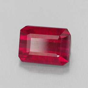 Rubí rojo natural de 1,59 ct, corte esmeralda, SI
