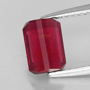 Rubí rojo natural de 1,59 ct, corte esmeralda, SI