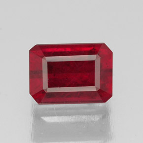 Rubí rojo natural de 1,78 ct, corte esmeralda, SI