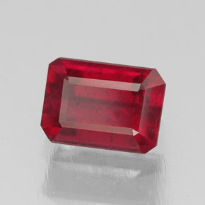 Rubí rojo natural de 1,78 ct, corte esmeralda, SI