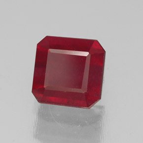 Rubí rojo natural de 1,75 ct, corte esmeralda, SI