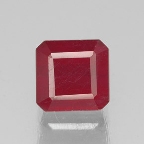 Rubí rojo natural de 1,92 ct, corte esmeralda, SI